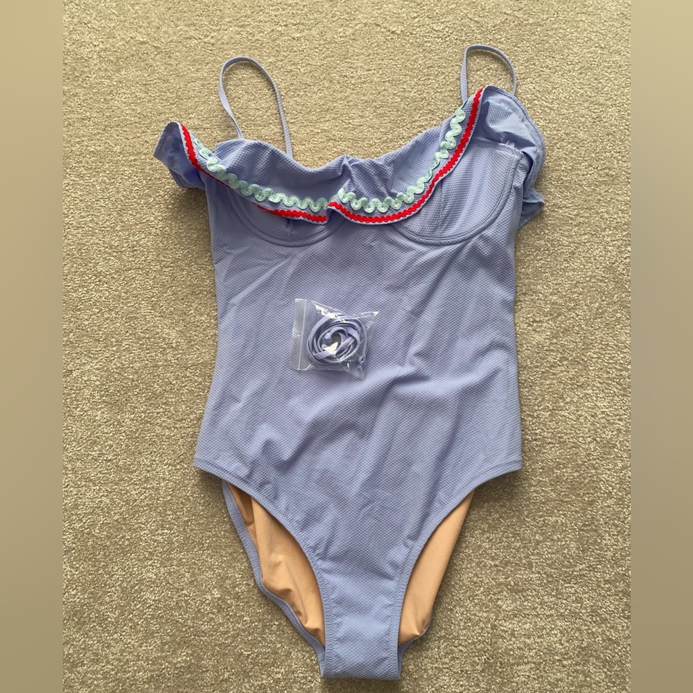 J.Crew one piece ruffle neck swimsuit